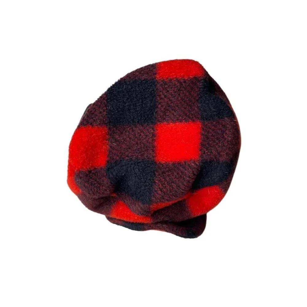 Warm Memories Alaska Buffalo Plaid Trapper Hat Red Black Fleece XS Winter Holida